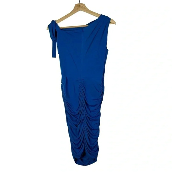 Jessica Simpson Royal Blue Drape Front Ruched Bodycon Mini Dress 4 - Picture 2 of 3